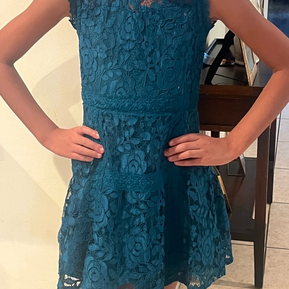 Beautees Blue Fit and Flare Sleeveless Dress for Weddings